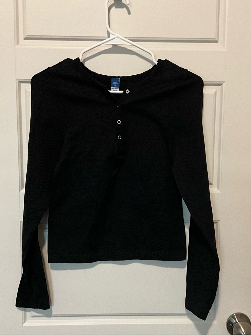 Black Long Sleeve Henley Top
